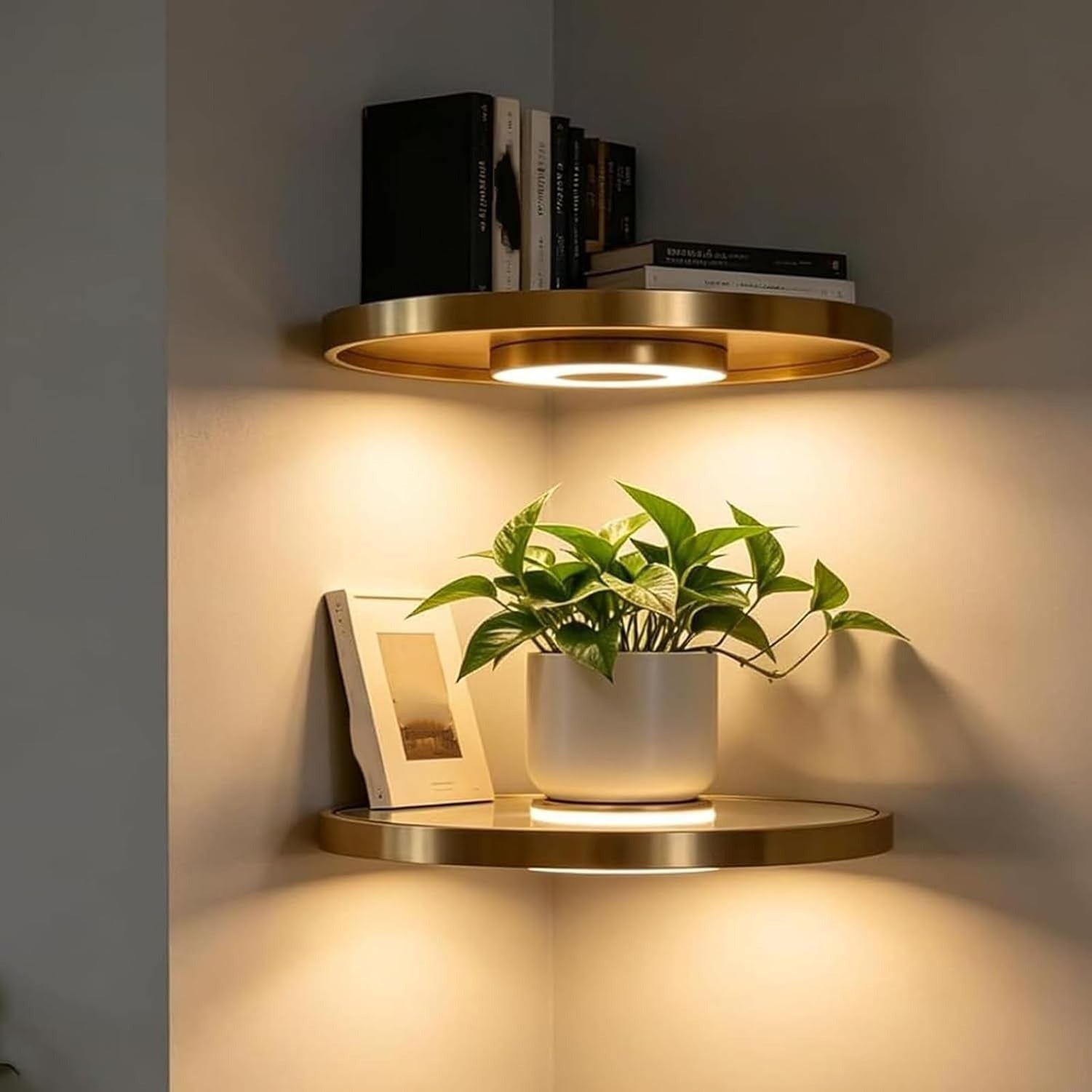 Draadloze LED-Wandplank - cordless led shelf warm glow corner