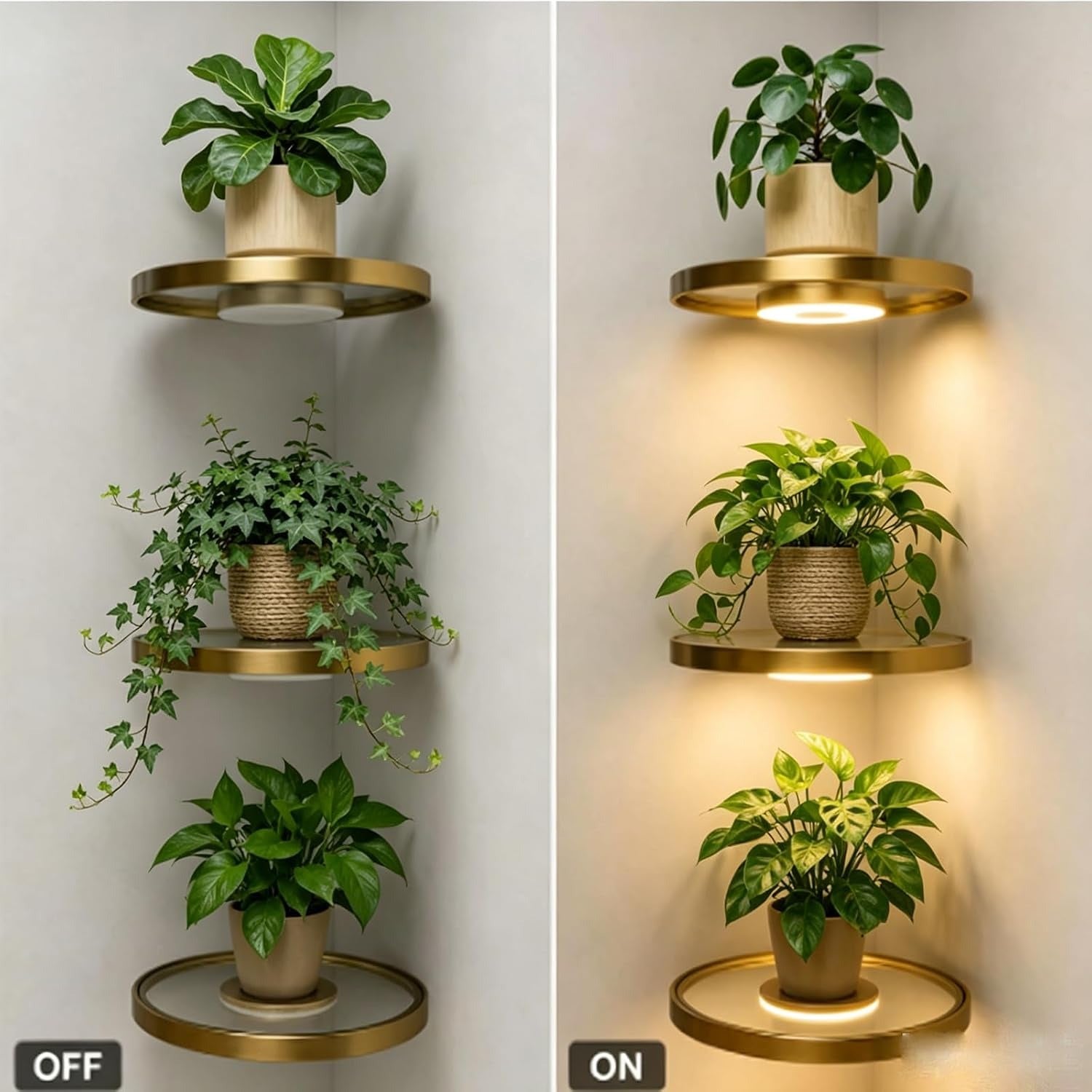 Draadloze LED-Wandplank - cordless led shelf light off on